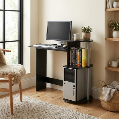 Black/Grey Compact Computer Desk with Modern Workspace Design