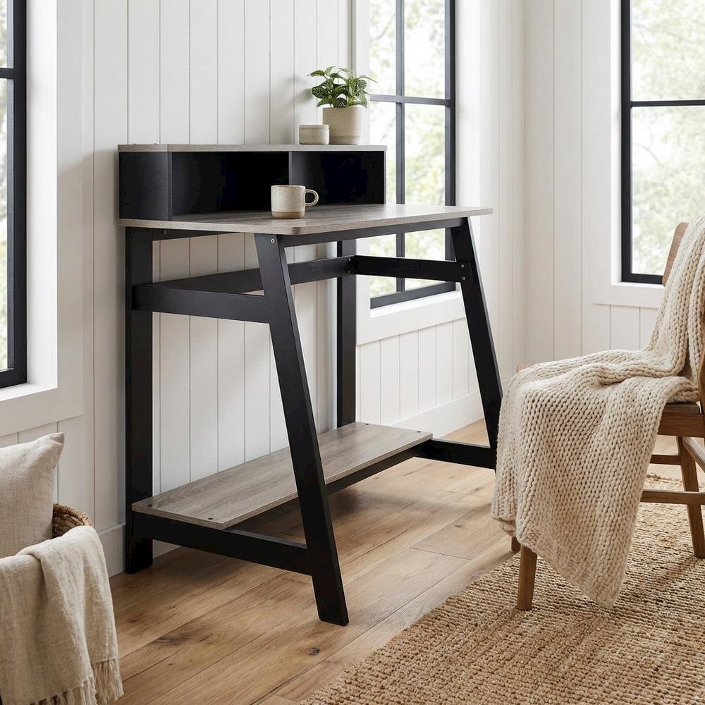 Black A Frame Computer Desk with Modern Style and Spacious Surface