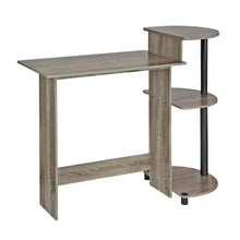 Compact Computer Desk in French Oak Grey, Black, Sleek Design, Sturdy