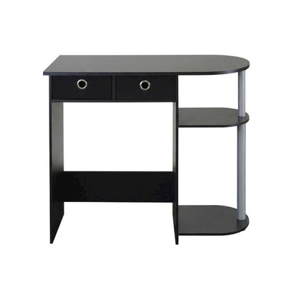 Black and Grey Computer Desk with Spacious Surface and Modern Design