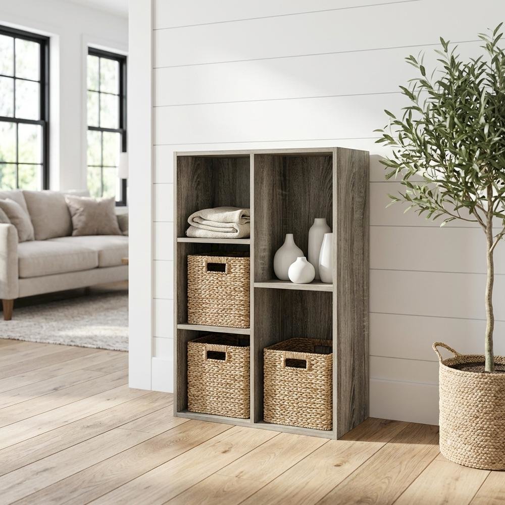 Reversible 5-Cube Storage Shelf In French Oak Finish For Versatile Organization