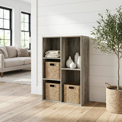 Reversible 5-Cube Storage Shelf In French Oak Finish For Versatile Organization