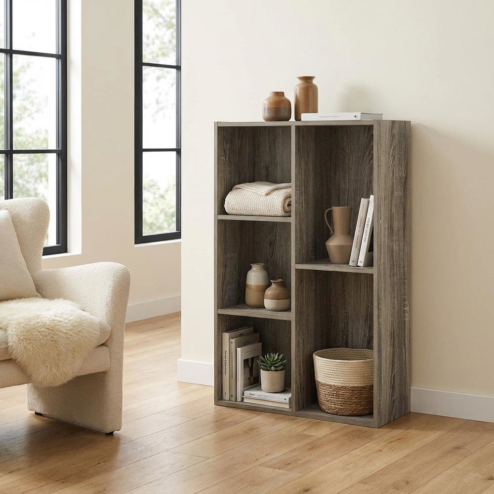 Reversible 5-Cube Storage Shelf In French Oak Finish For Versatile Organization