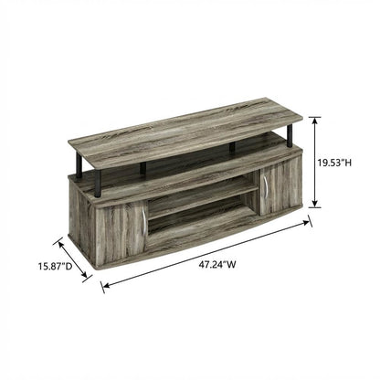 Gray oak entertainment center for up to 55-inch TVs with spacious storage