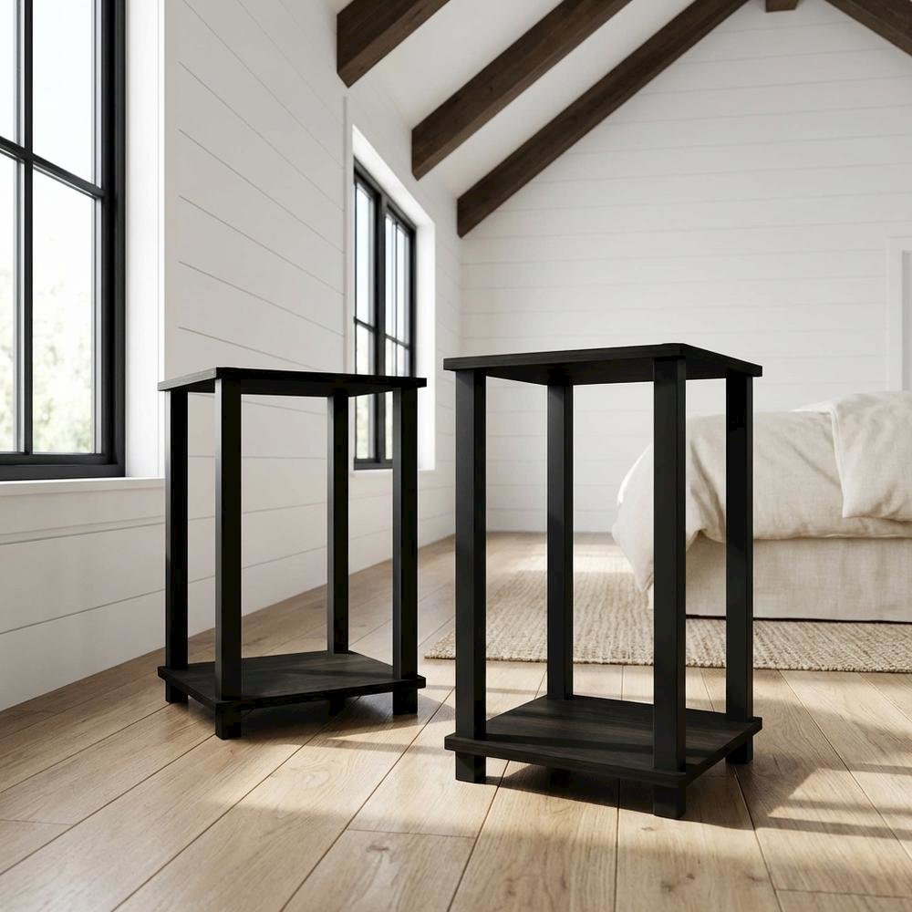 Espresso Nightstand Set with Wooden Finish and Compact Design