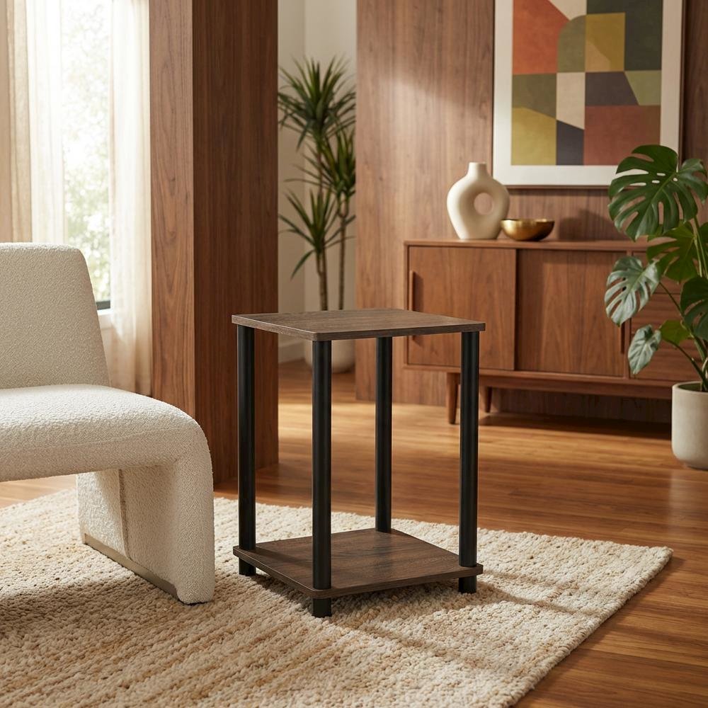 Walnut and Brown Wooden End Table with Sleek Design