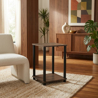 Walnut and Brown Wooden End Table with Sleek Design