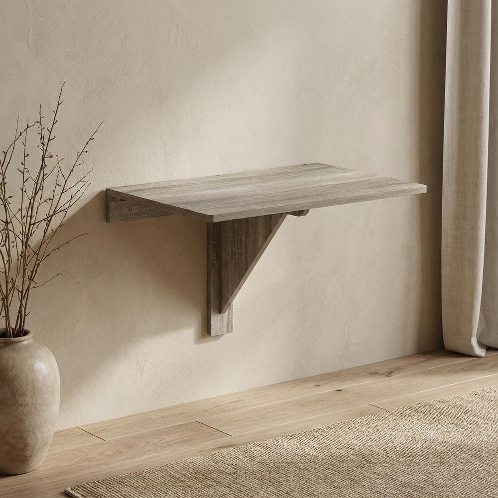 Brown, Wall Mounting Folding Table, Folding Design, Wall Mounted