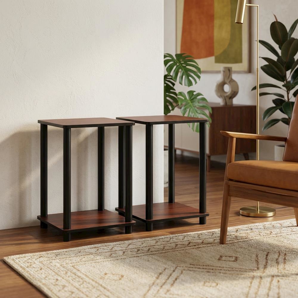 Corner Shelves End Tables, Set of 2, Space-Saving Wooden Design