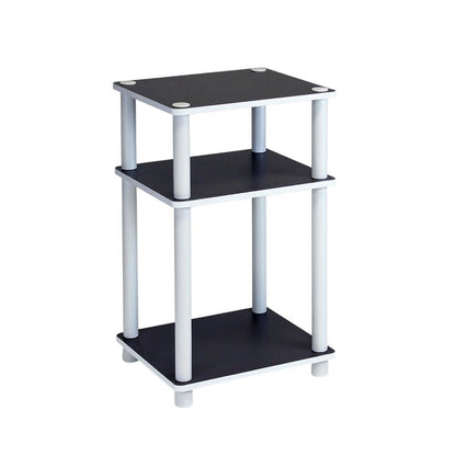 White 3-Tier No Tools Tube End Table with Modern Design and Easy Assembly