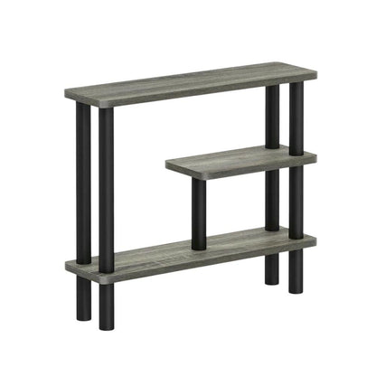 Gray Slim Entryway Storage Rack, Composite Wood, 4 Shelves, Wall-Side