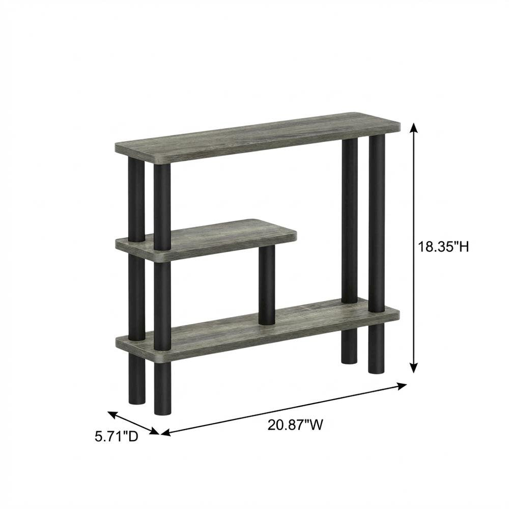 Gray Slim Entryway Storage Rack, Composite Wood, 4 Shelves, Wall-Side