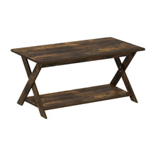 Amber Pine Coffee Table with Criss-Crossed Frame and Modern Minimalist Design