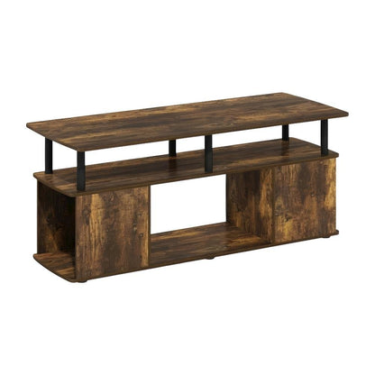 Amber Pine Utility Coffee Table with Storage Shelf and Metal Frame