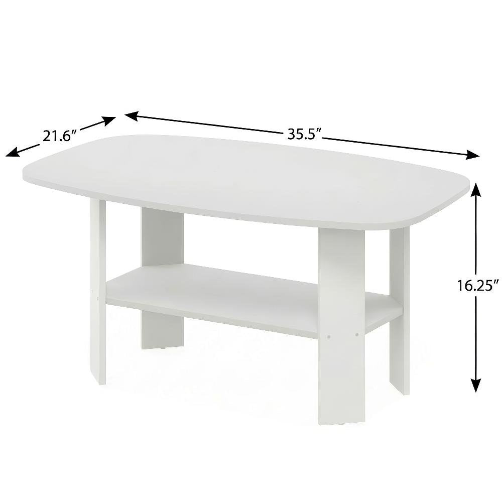 White Simple Design Coffee Table with Storage Shelf for Residential Use