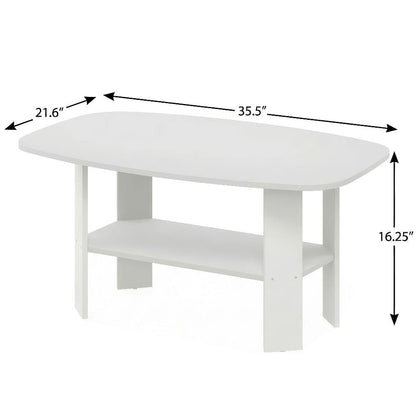 White Simple Design Coffee Table with Storage Shelf for Residential Use