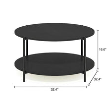 Modern Round Coffee Table Americano with 2-Tier Design and Sturdy Metal Legs