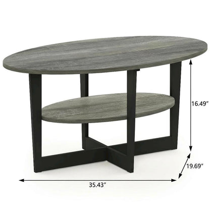 Oval Coffee Table French Oak Grey Black with Modern Design and Durable Surface