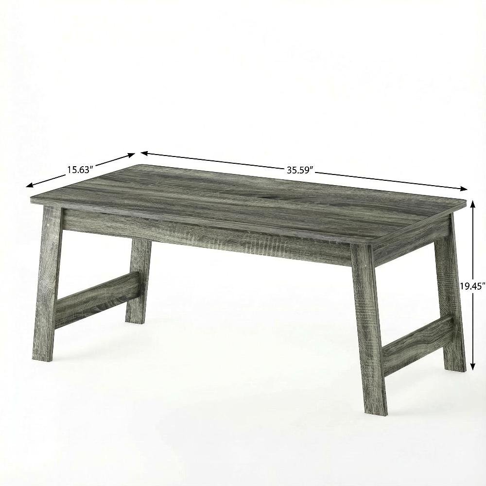 French Oak Grey Coffee Table with Open Shelf Storage and Compact Design 18040GYW