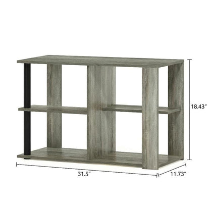 Narrow Coffee Table French Oak Black with Open Shelves and Sturdy Frame
