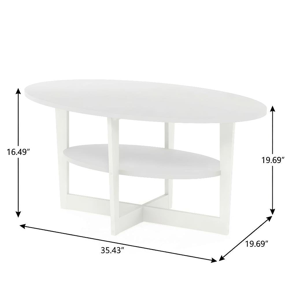White Oval Coffee Table with Smooth Surface and Sturdy Construction  JAYA