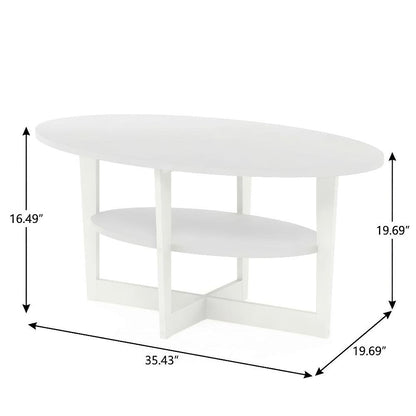 White Oval Coffee Table with Smooth Surface and Sturdy Construction  JAYA