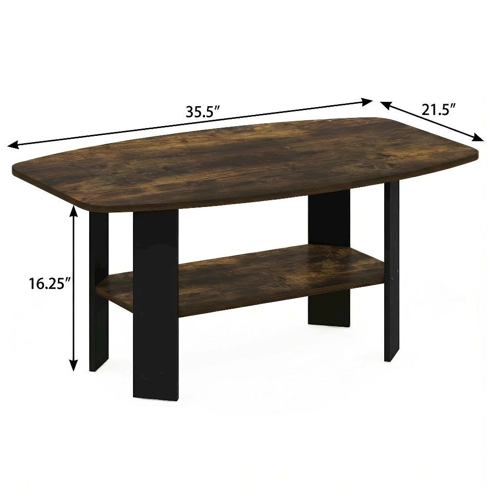 Amber Pine and Black Coffee Table with Minimalist Design and Durable Finish