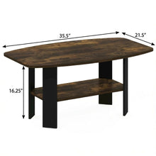 Amber Pine and Black Coffee Table with Minimalist Design and Durable Finish