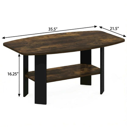 Amber Pine and Black Coffee Table with Minimalist Design and Durable Finish