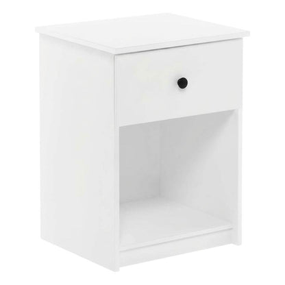 White Nightstands with Spacious Drawer Set of 2 for Bedroom Storage