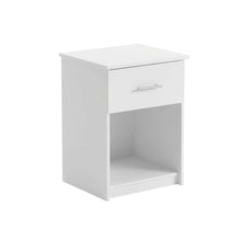 White Nightstand with Handle and Spacious Drawer for Bedroom Storage