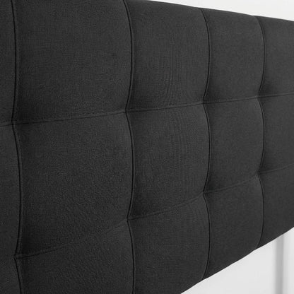 Plain Black Upholstered Tufted Headboard King Size with Durable Fabric Finish