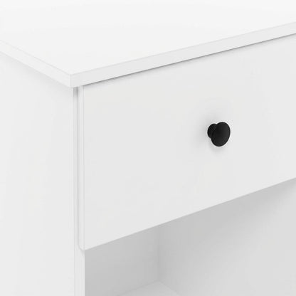 White Nightstands with Spacious Drawer Set of 2 for Bedroom Storage