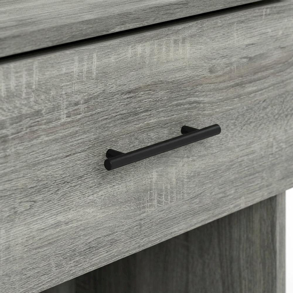 French Oak Grey Nightstand with Handle, Set of 2, Modern Bedroom Storage