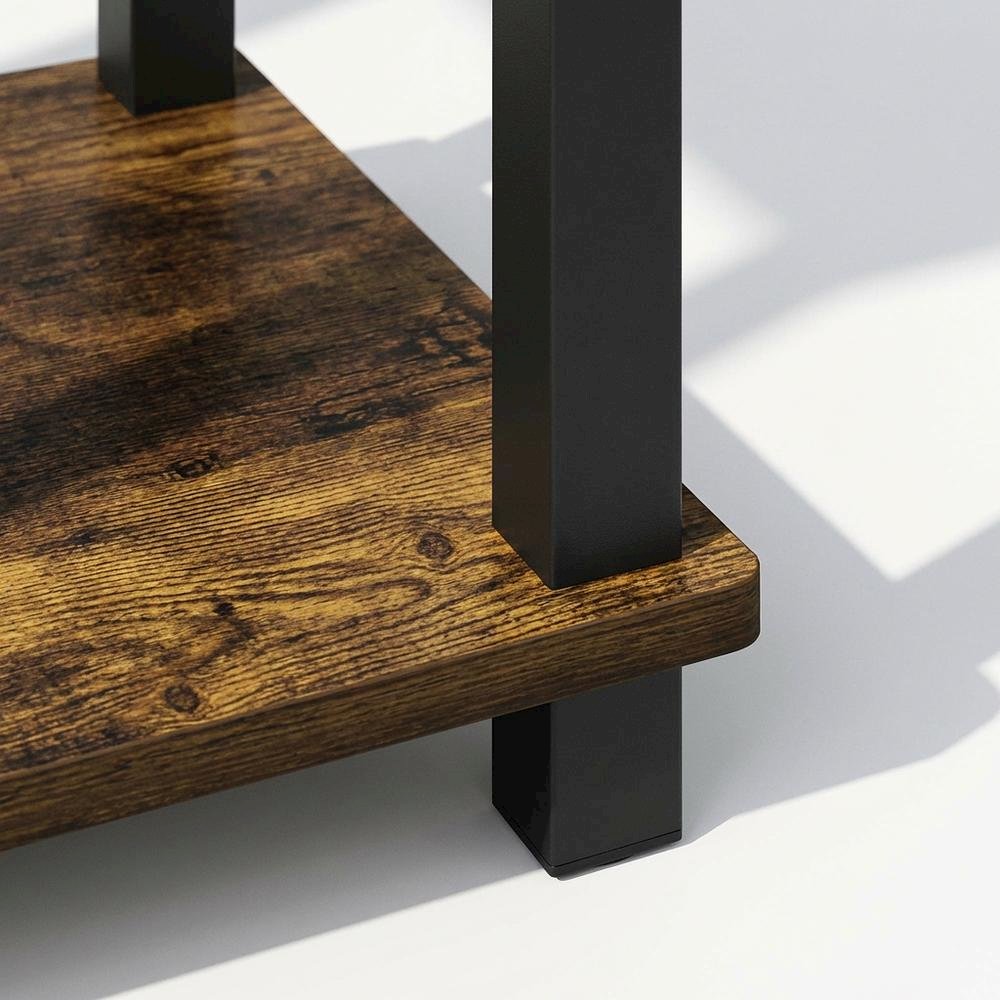 Amber Pine and Black Nightstands with Modern Design – Set of 2