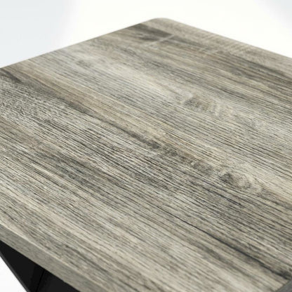 French Oak and Black Nightstand with Modern Cross Design