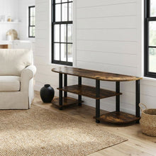 Wood TV Stand with Amber Pine and Black Finish for Living Room Storage