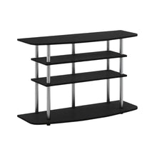 Black Wood TV Stand for up to 46-inch Screens with 4-Tier Storage