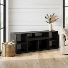 Large wood media console with LED lighting for TV up to 65 inches, Americano