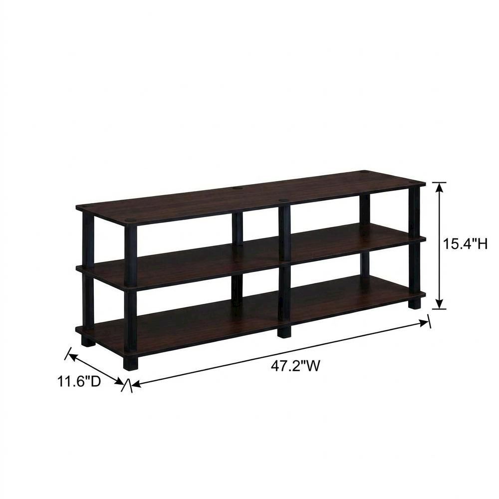 Dark Cherry/Black TV Stand with 3 Tiers and Engineered Wood Storage