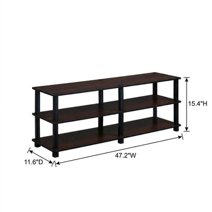 Dark Cherry/Black TV Stand with 3 Tiers and Engineered Wood Storage