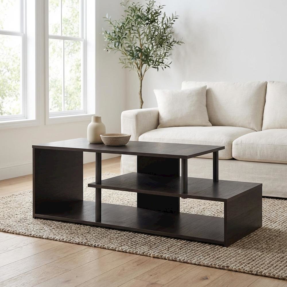 Espresso Low Rise TV Stand with Composite Wood Construction and Modern Design