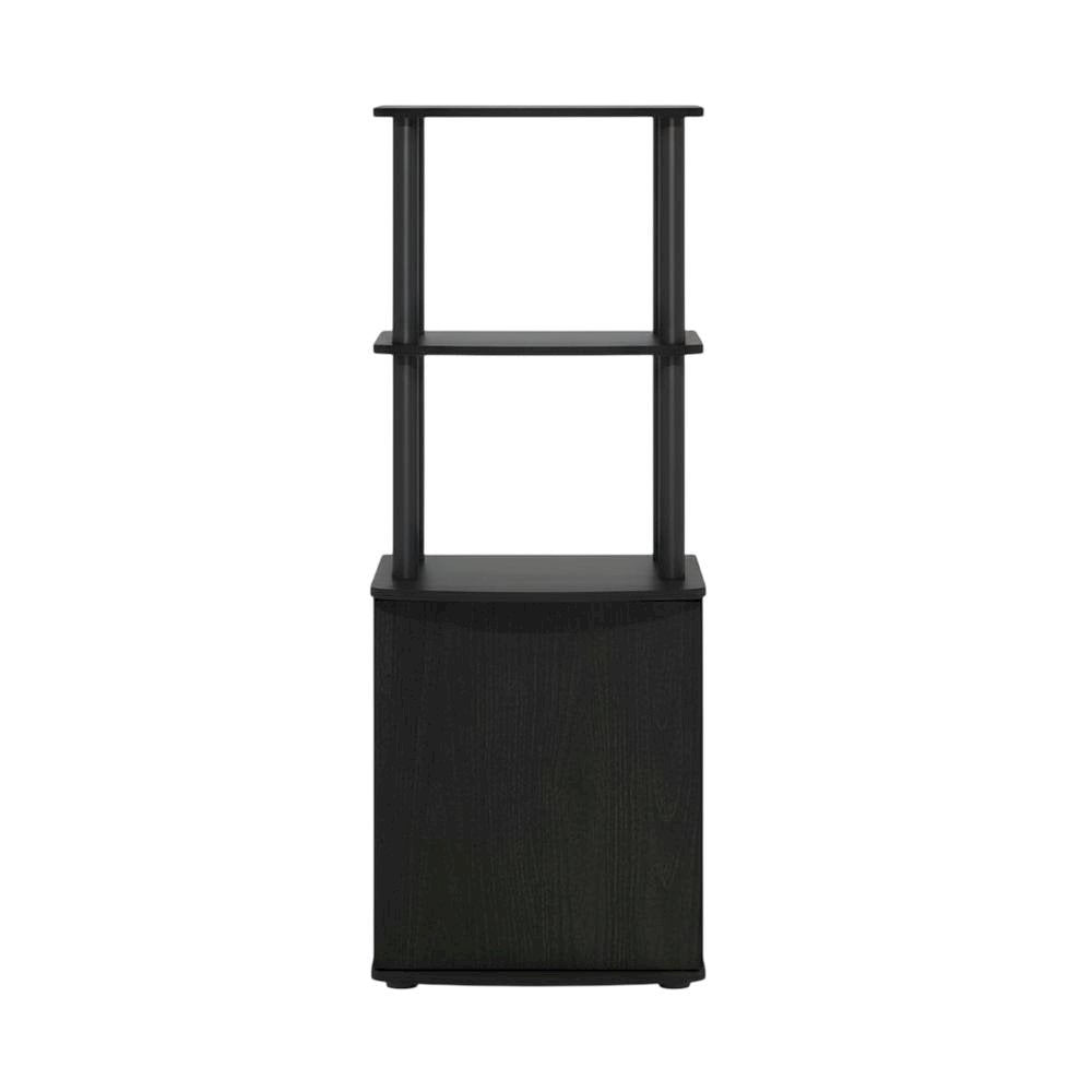 Wooden TV Stand with Storage Cabinet and Tall Design in Blackwood/Black