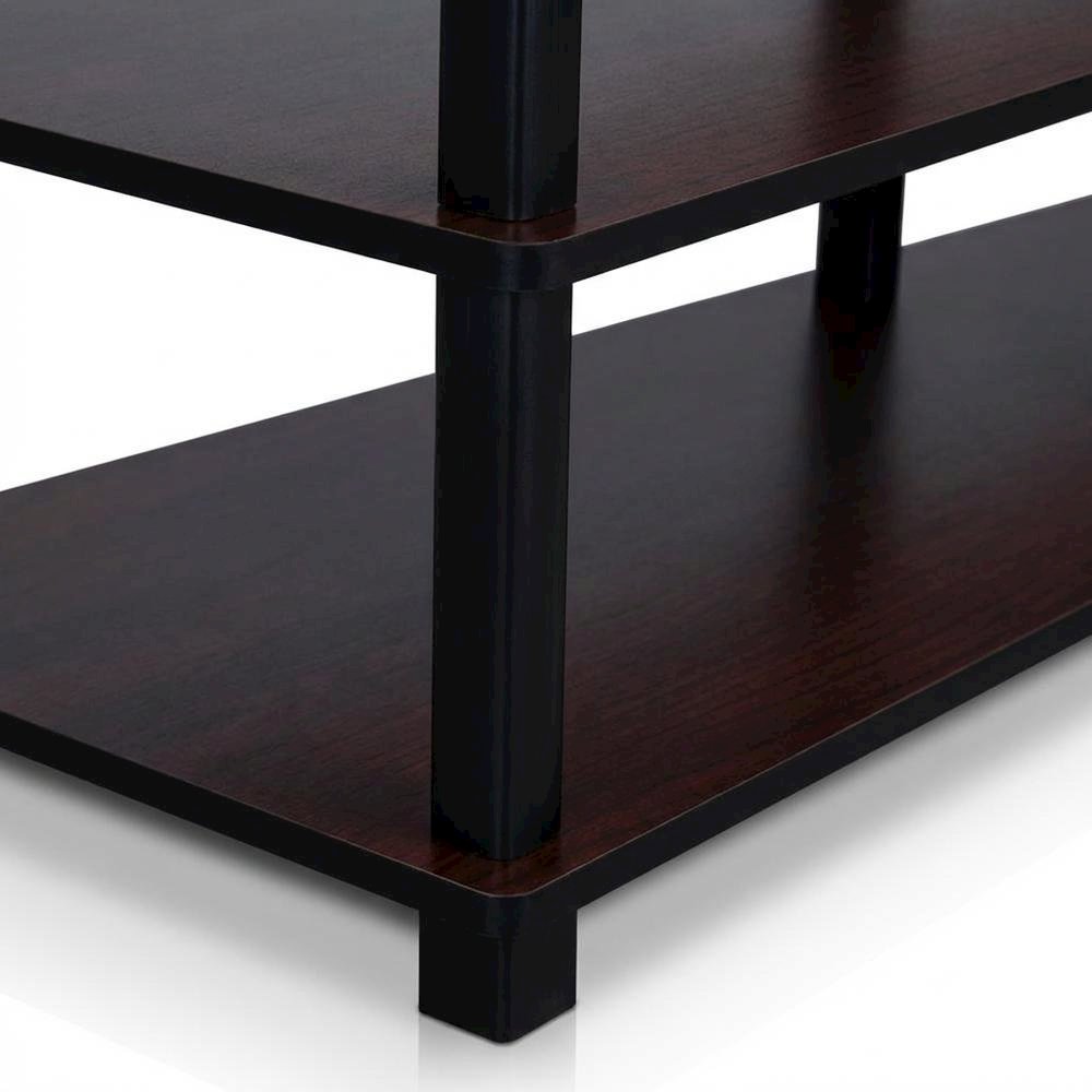 Dark Cherry/Black TV Stand with 3 Tiers and Engineered Wood Storage