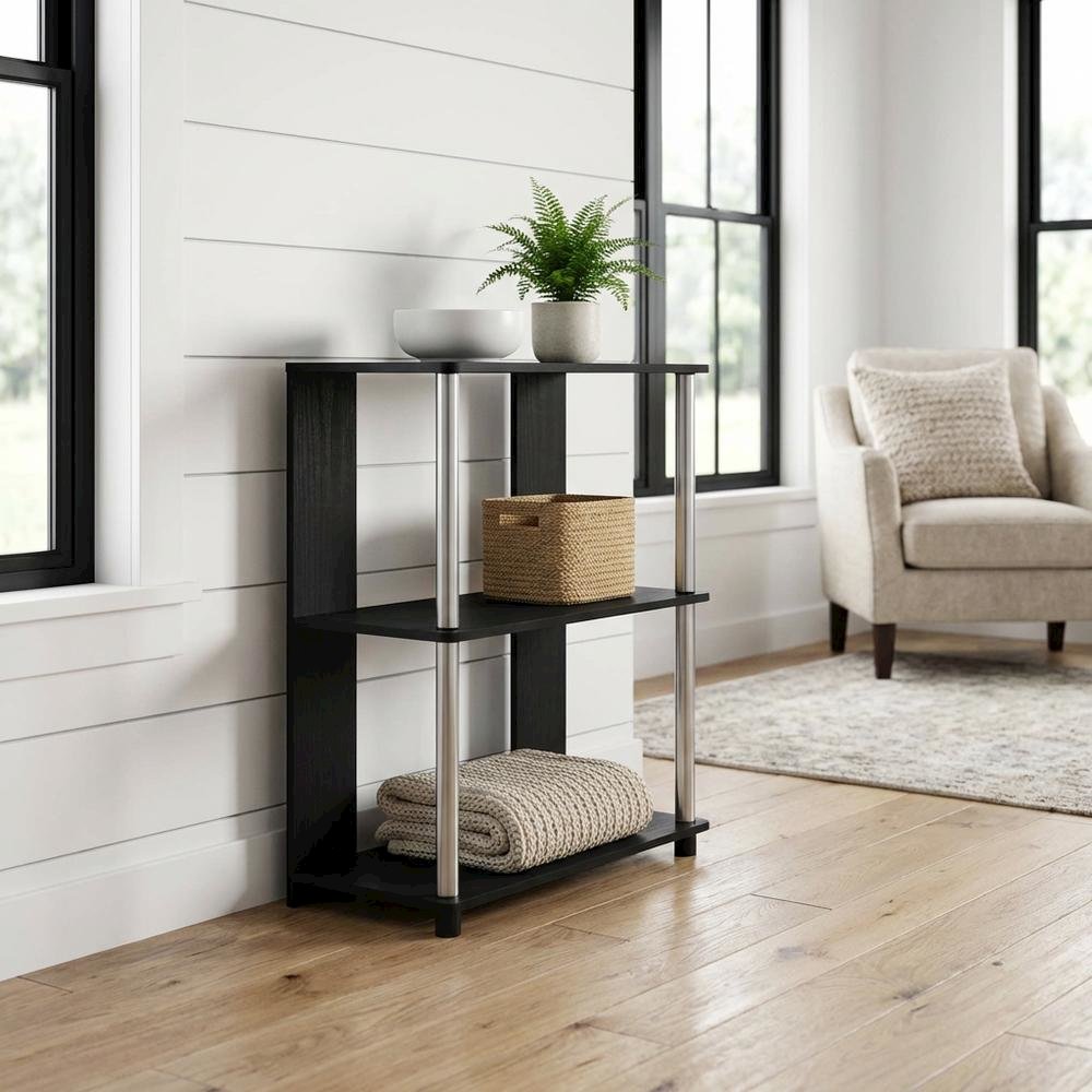 Wood Bookcase with Shelving for Storage and Display