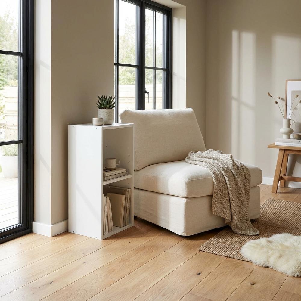 White wood bookcase with compact design and versatile storage solution