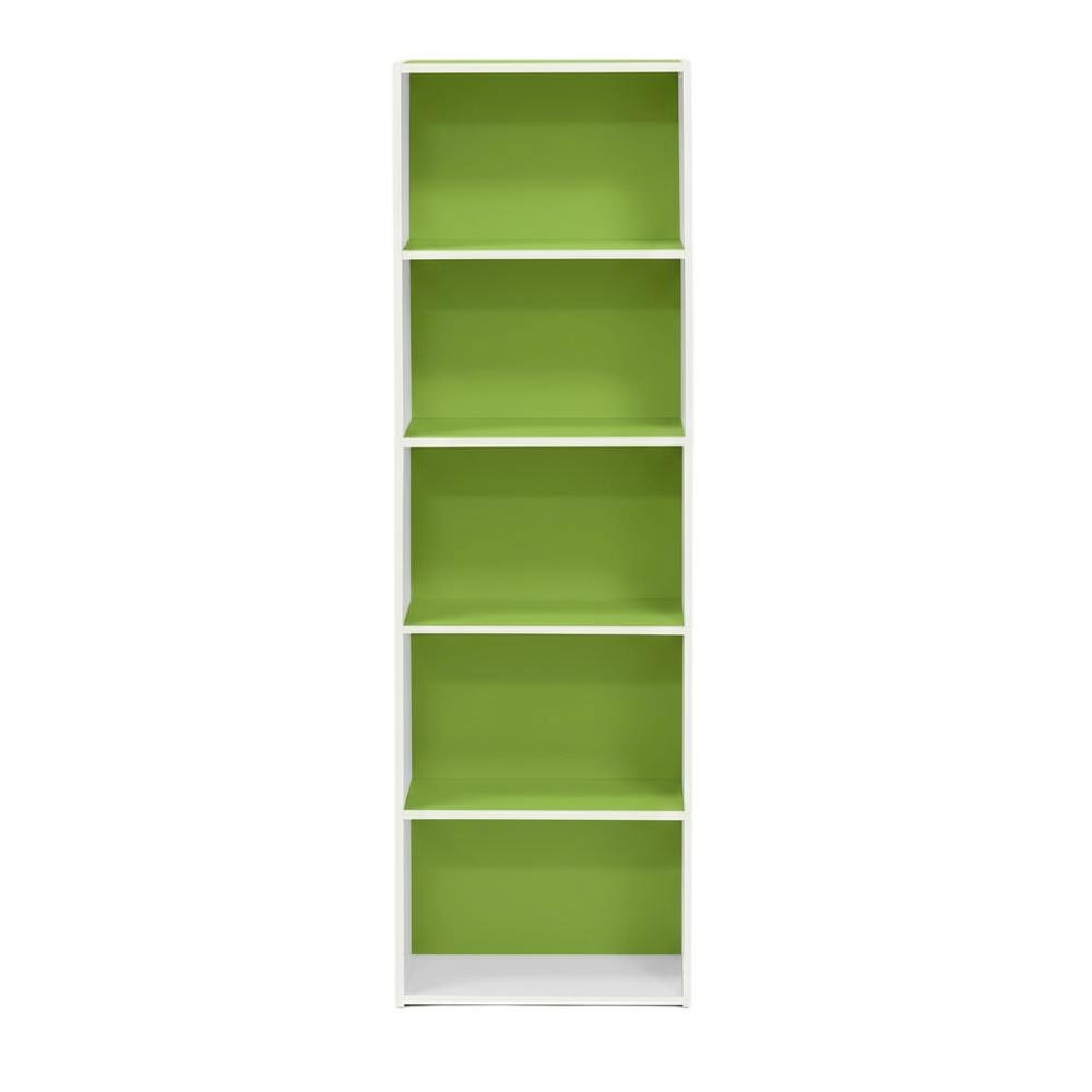 Reversible Color Open Shelf Bookcase, White and Green, Multi-Functional Storage