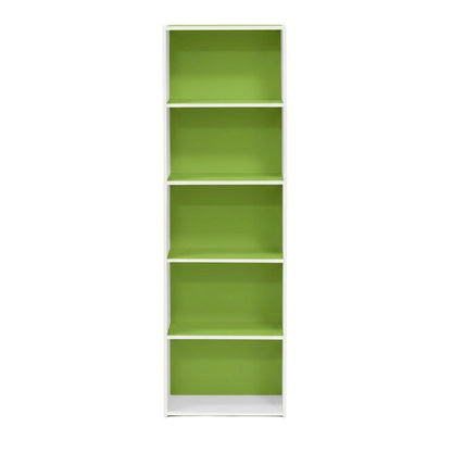 Reversible Color Open Shelf Bookcase, White and Green, Multi-Functional Storage