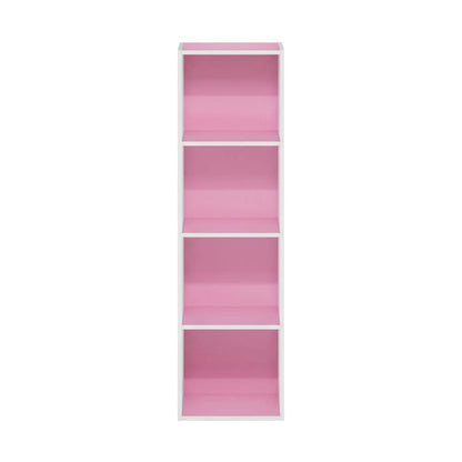 Pink 4-Tier Open Shelf Bookcase with Wood Construction for Storage