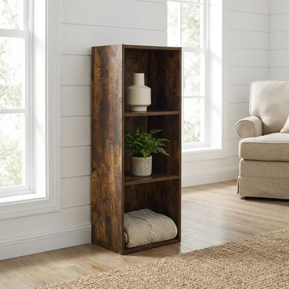 Wooden bookcase with open shelf design for versatile storage